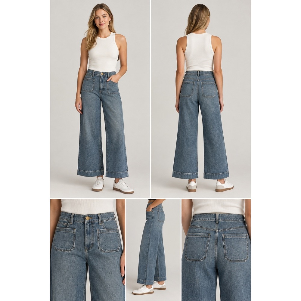 MAEVE Jeans The Colette High-Rise Wide-Leg Cropped Lagenlook *29Wx26L*